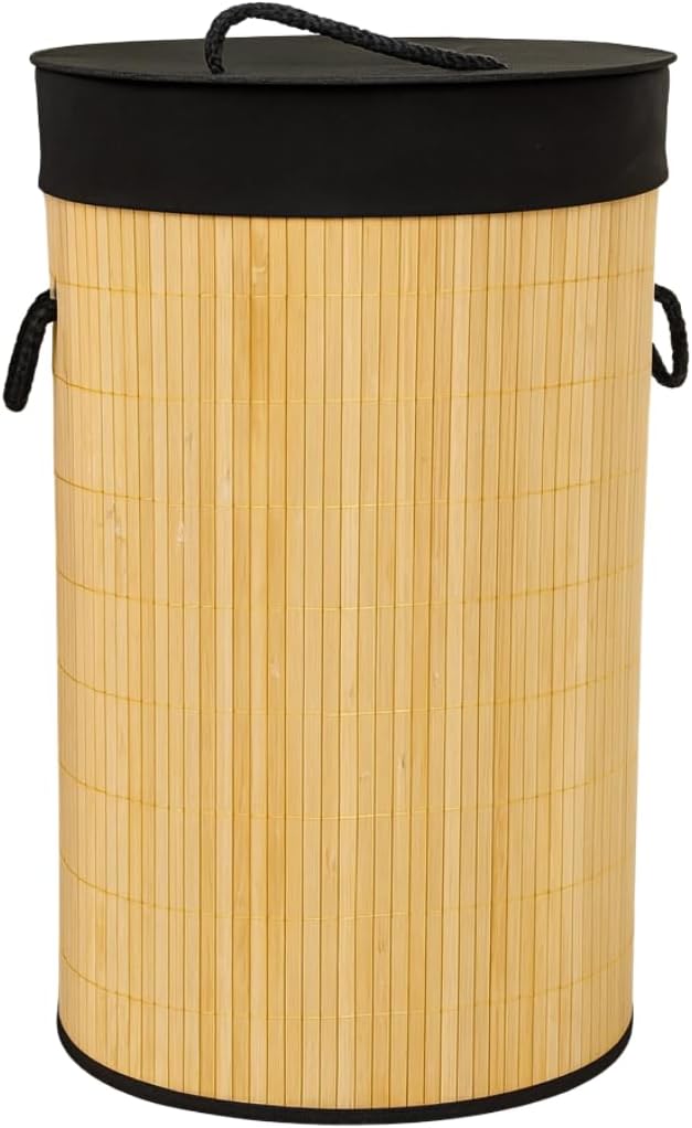 Panier à linge en bambou avec couvercle 60 L