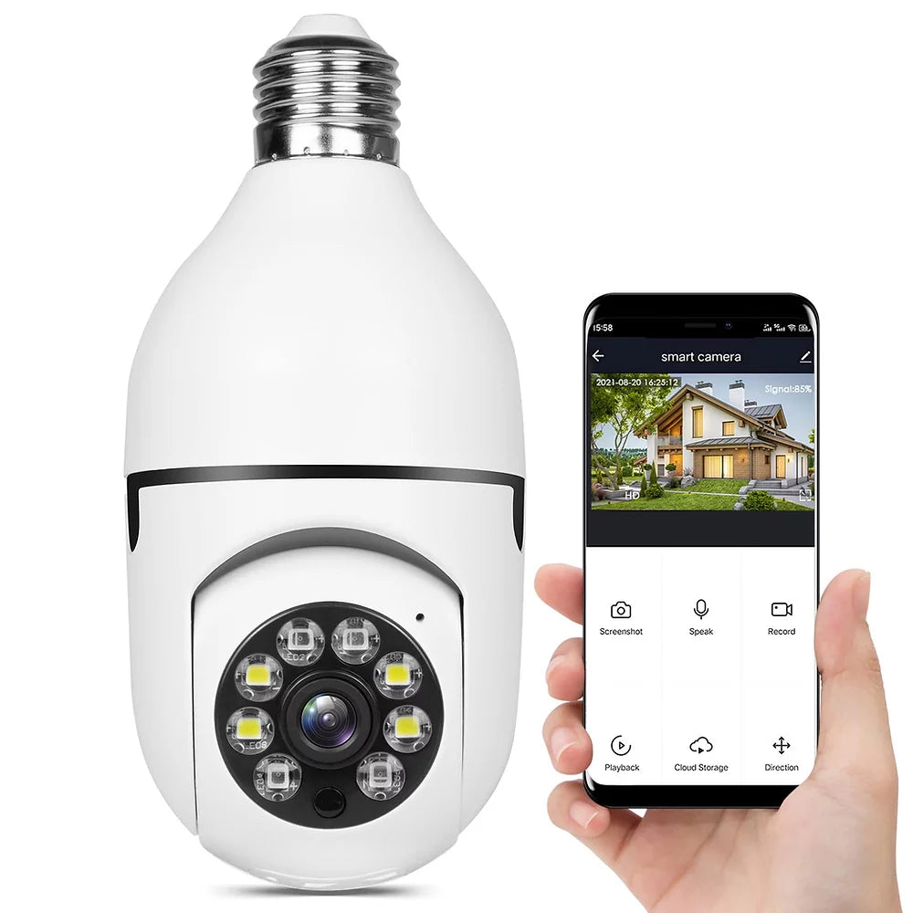 Caméra CCTV | Vue panoramique à 360° | Vision nocturne Full HD | BulbCam360