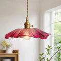 Suspension en Verre Vintage avec Abat-jour en Forme de Fleur