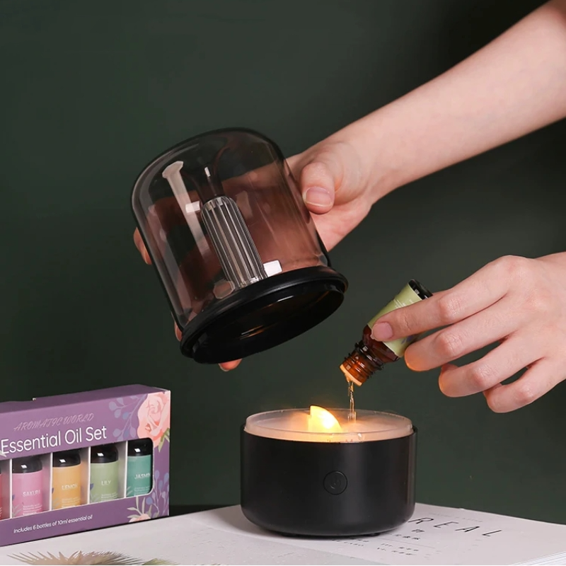 Diffuseur LED Moderne avec Flamme et Huiles Essentielles
