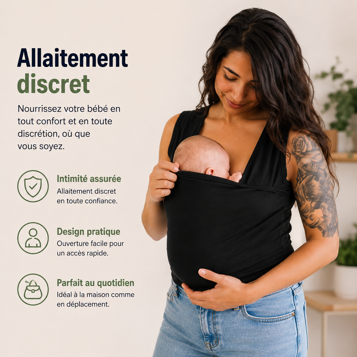 CarryMe T-shirt de Portage pour Bébé – T-shirt Confortable avec Fonction d'Allaitement