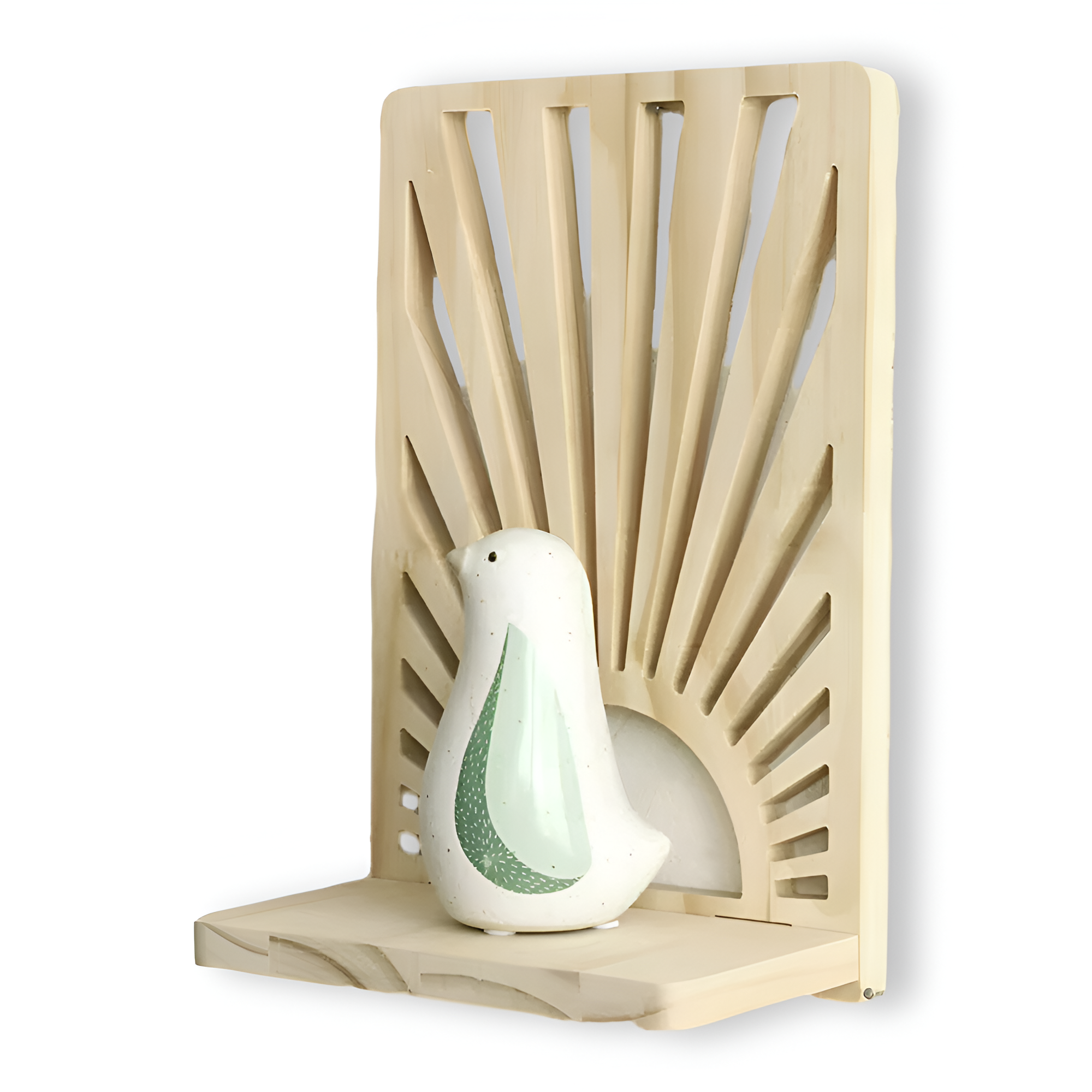 SolAura Étagère – Étagère en Bois en Forme de Rayon de Soleil Boho pour Plantes & Décor
