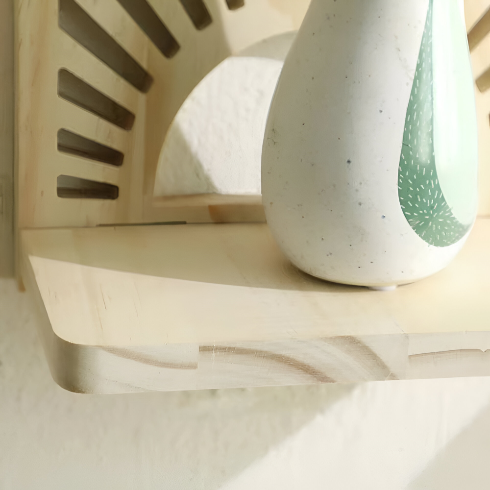 SolAura Étagère – Étagère en Bois en Forme de Rayon de Soleil Boho pour Plantes & Décor
