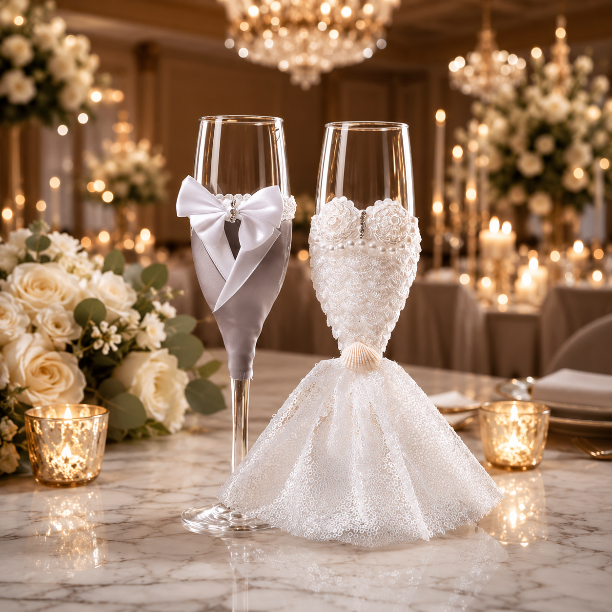 Verres à champagne Décoratifs pour Mariage 2 Pack