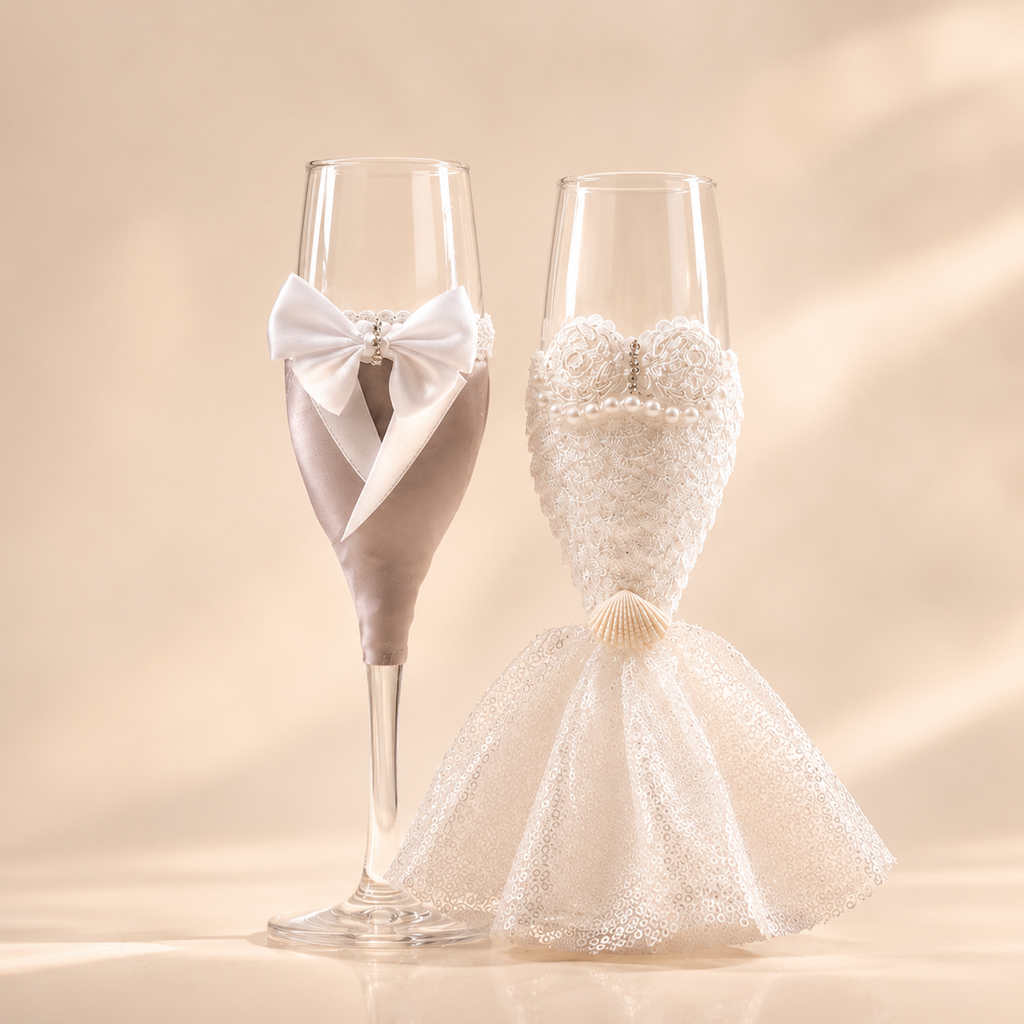 Verres à champagne Décoratifs pour Mariage 2 Pack