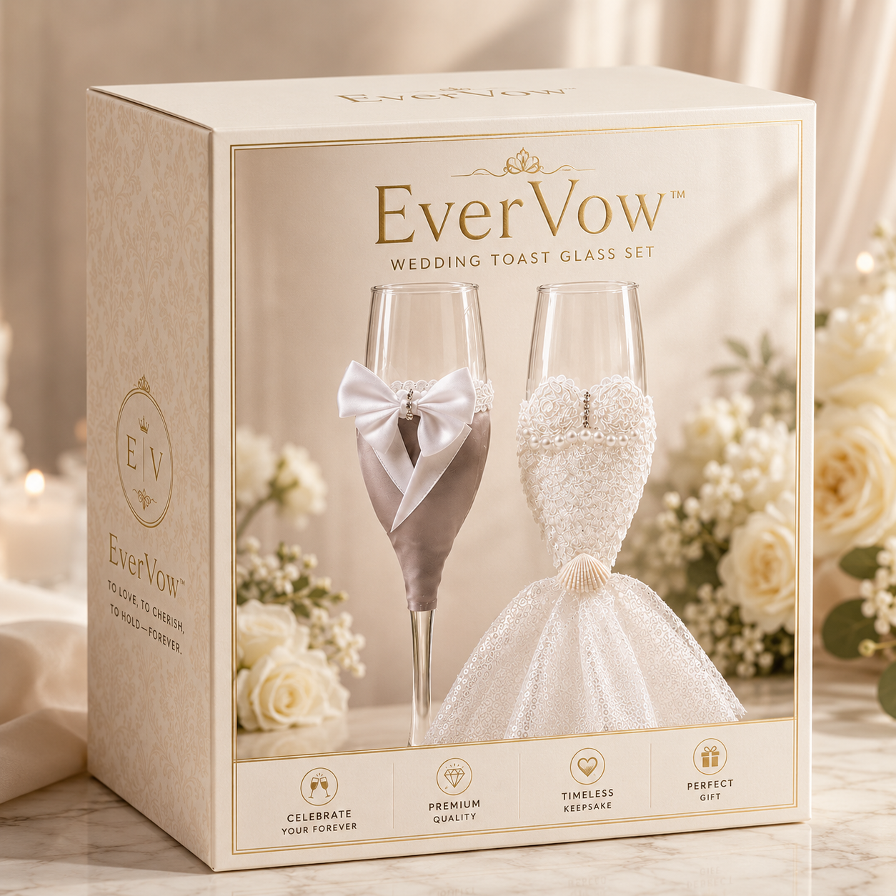 Verres à champagne Décoratifs pour Mariage 2 Pack