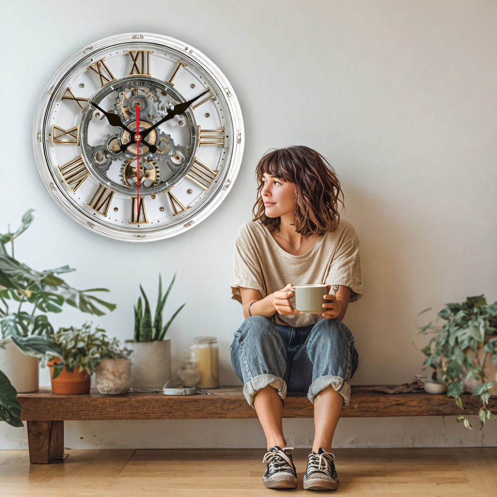 HORLOGE GEARWOOD – Horloge murale mécanique vintage 2D