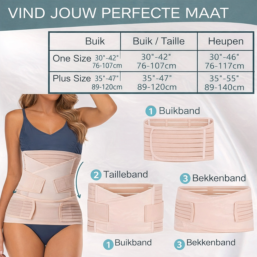 Ceinture Postpartum 3-en-1 – Soutien Confortable et Ajustable pour la Récupération Après l'Accouchement