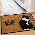 PurrEntry – Tapis de Porte en Flanelle Douce avec Motif de Chat et Fond Antidérapant