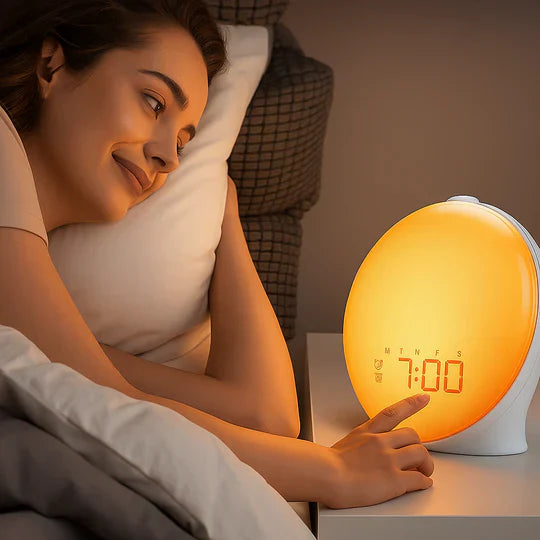 Skanto | Réveil au Lever du Soleil | Lumière Naturelle de Réveil avec Éclairage Ambiant pour Dormeurs Profonds & Matins Sombres