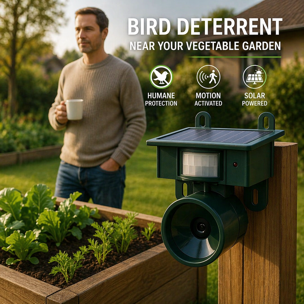 Dispositif de Protection des Oiseaux | Capteur Solaire | Cris de Rapaces Amicaux | Birdfend