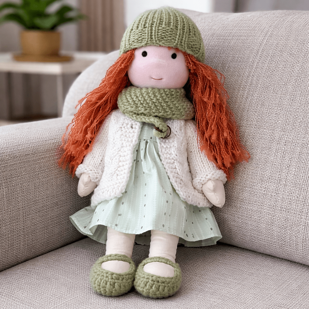 ELORA – Poupée Waldorf faite main en coton pour un jeu créatif