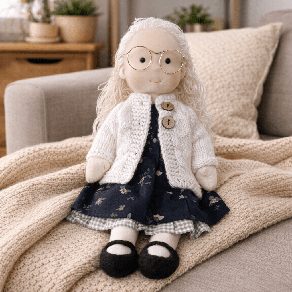 ELORA – Poupée Waldorf faite main en coton pour un jeu créatif