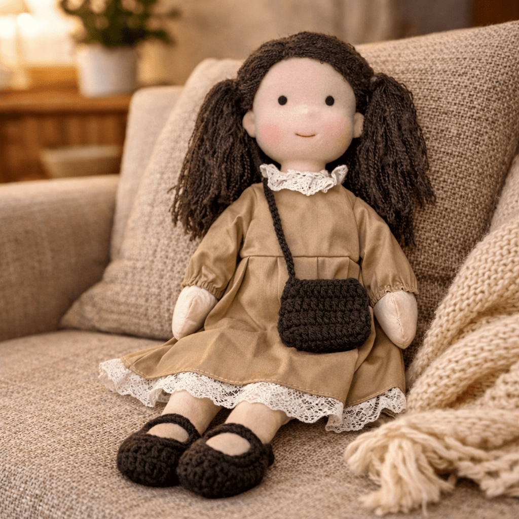 ELORA – Poupée Waldorf faite main en coton pour un jeu créatif