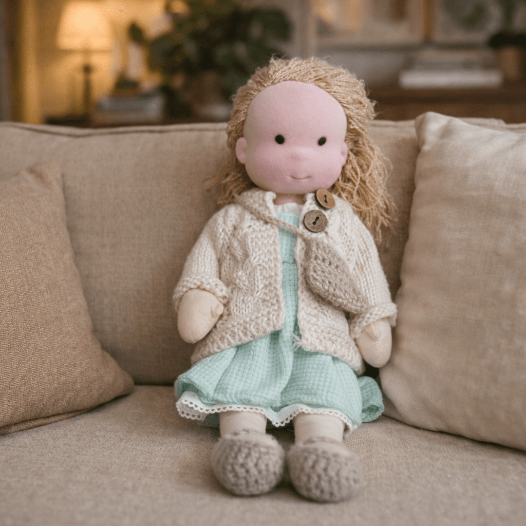 ELORA – Poupée Waldorf faite main en coton pour un jeu créatif