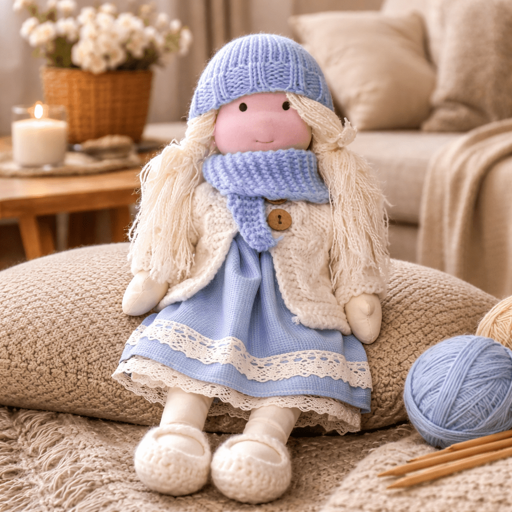 ELORA – Poupée Waldorf faite main en coton pour un jeu créatif