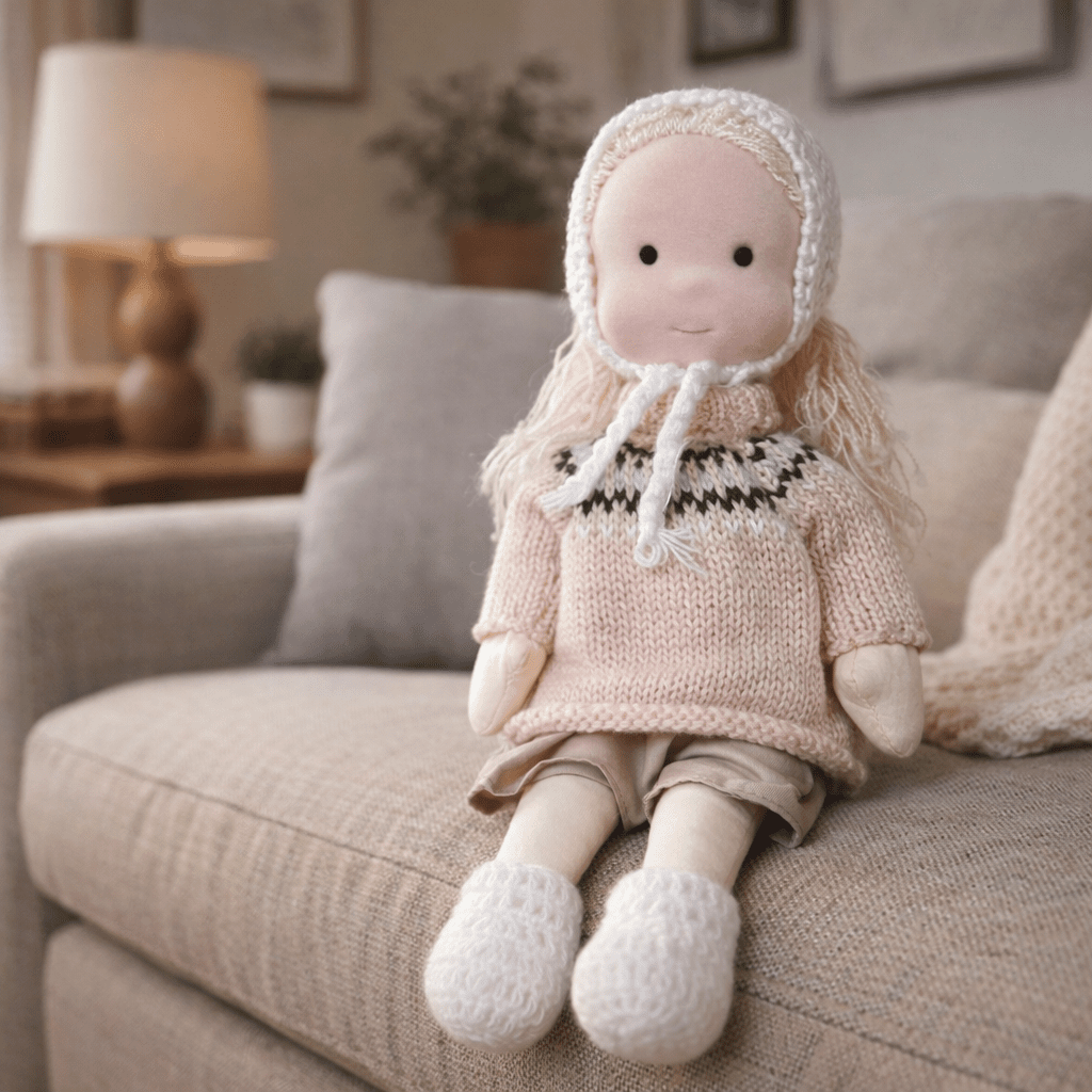 ELORA – Poupée Waldorf faite main en coton pour un jeu créatif