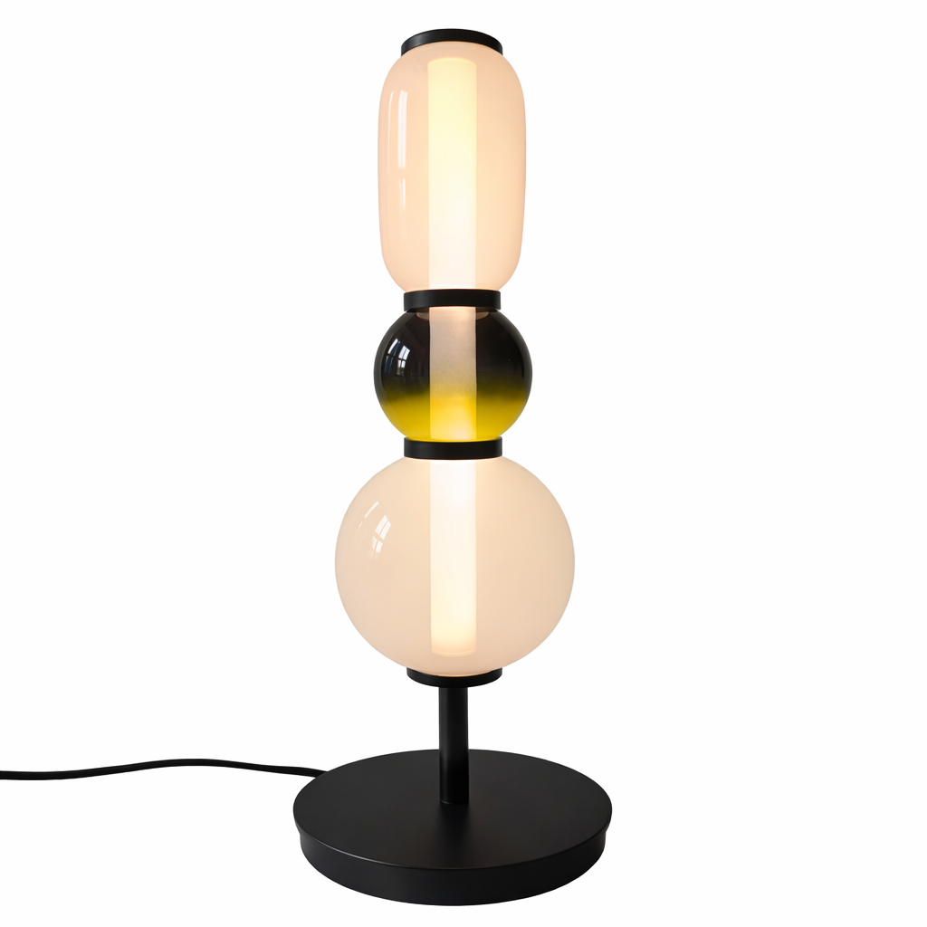 Lampe sur pied designer avec détails colorés