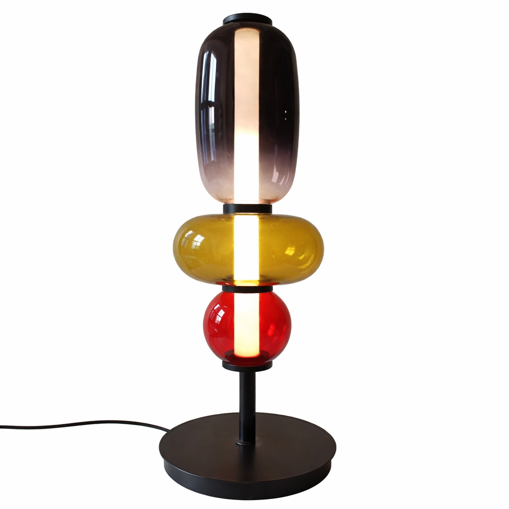 Lampe sur pied designer avec détails colorés