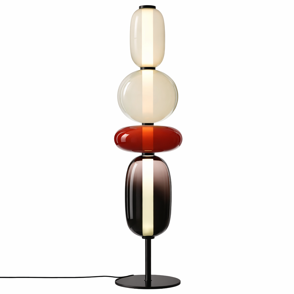 Lampe sur pied designer avec détails colorés