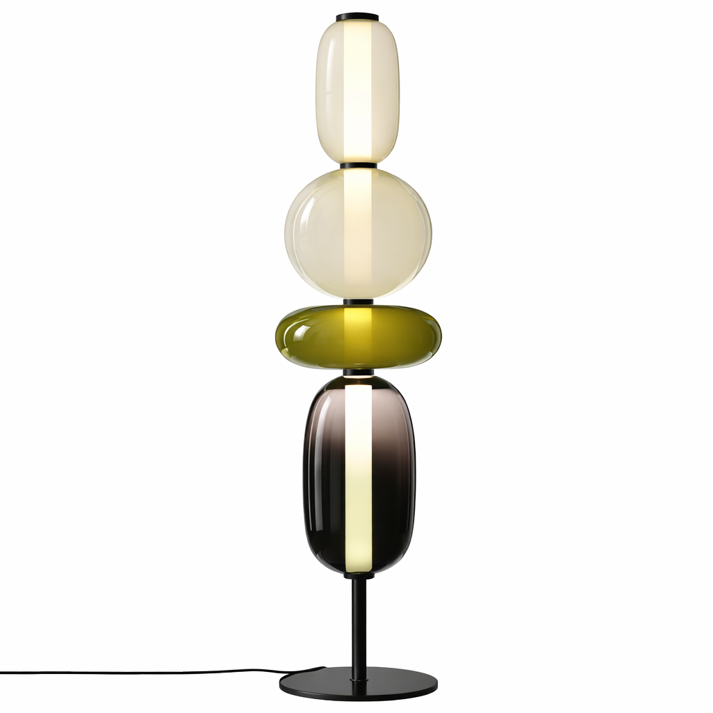 Lampe sur pied designer avec détails colorés