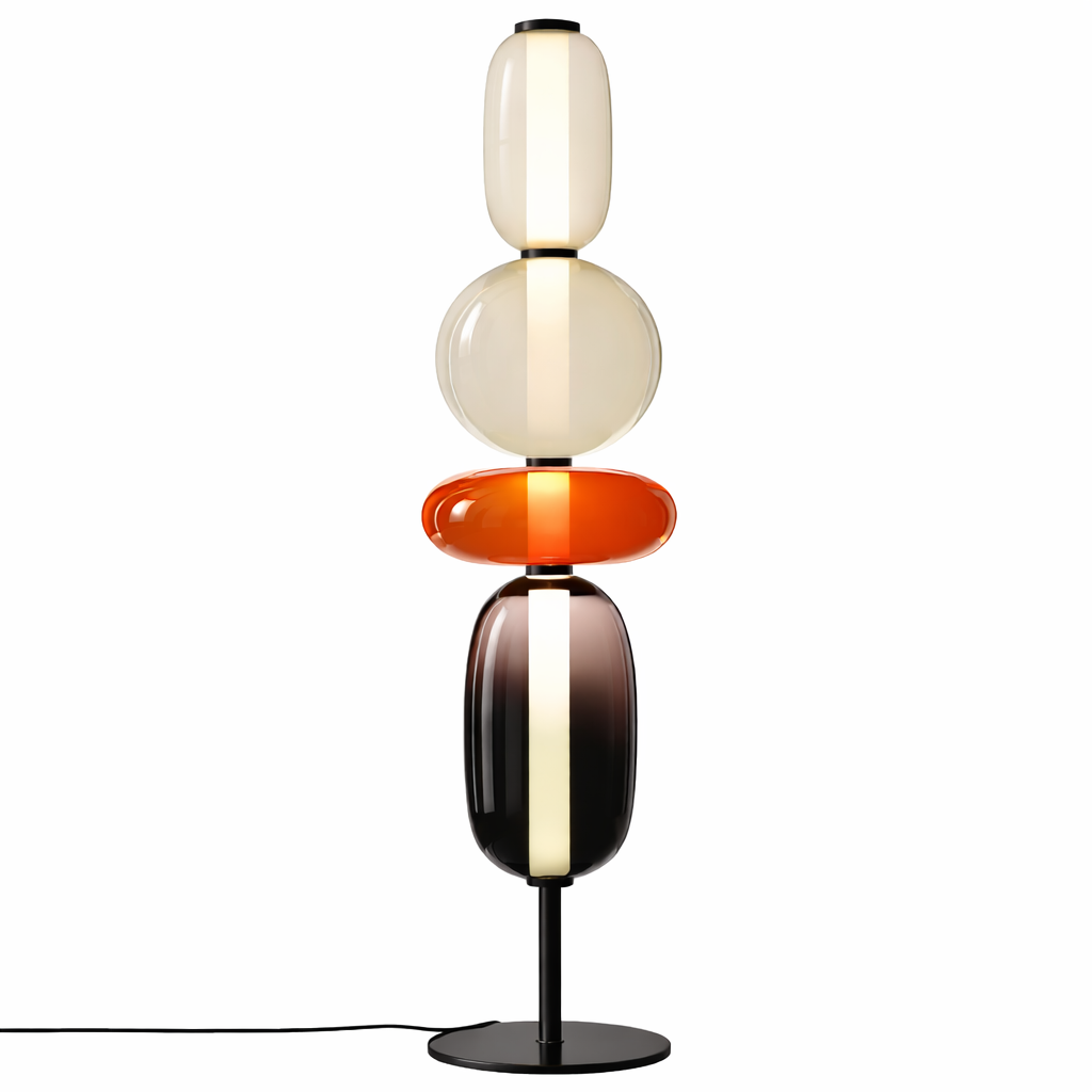 Lampe sur pied designer avec détails colorés