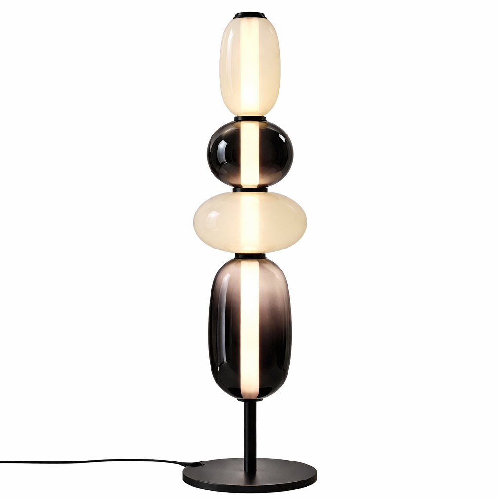 Lampe sur pied designer avec détails colorés