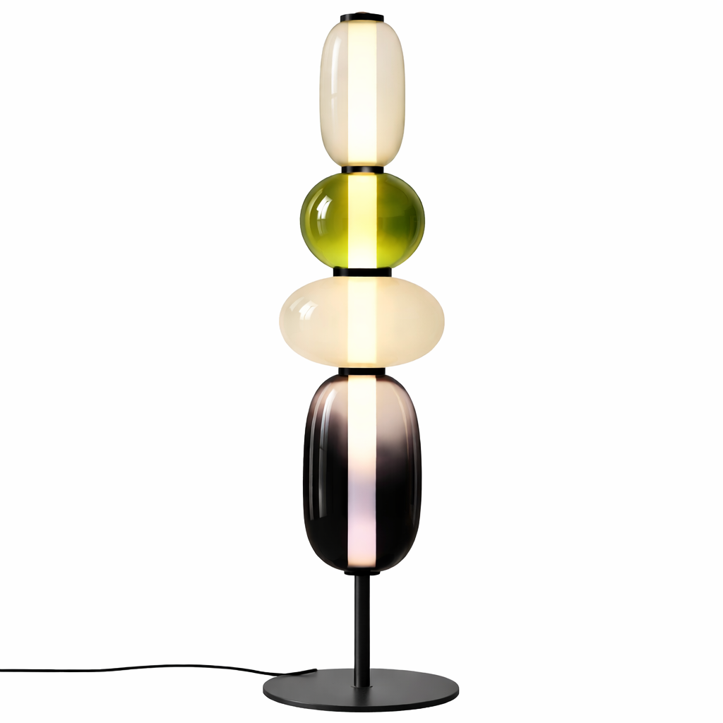 Lampe sur pied designer avec détails colorés
