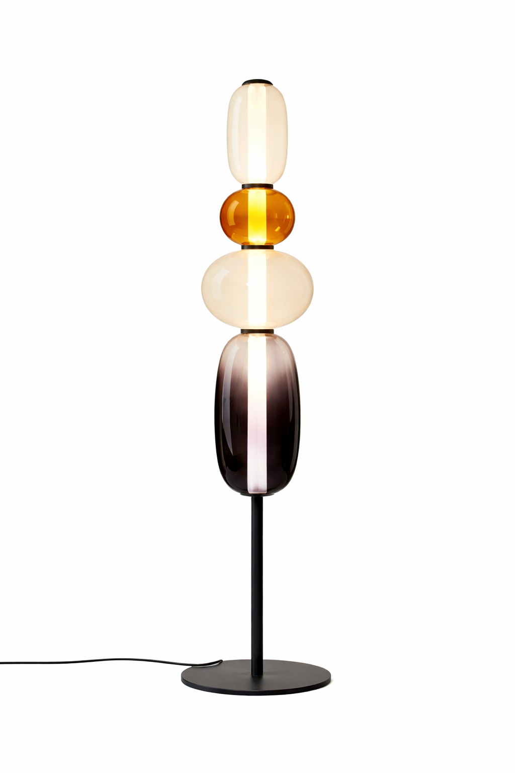 Lampe sur pied designer avec détails colorés