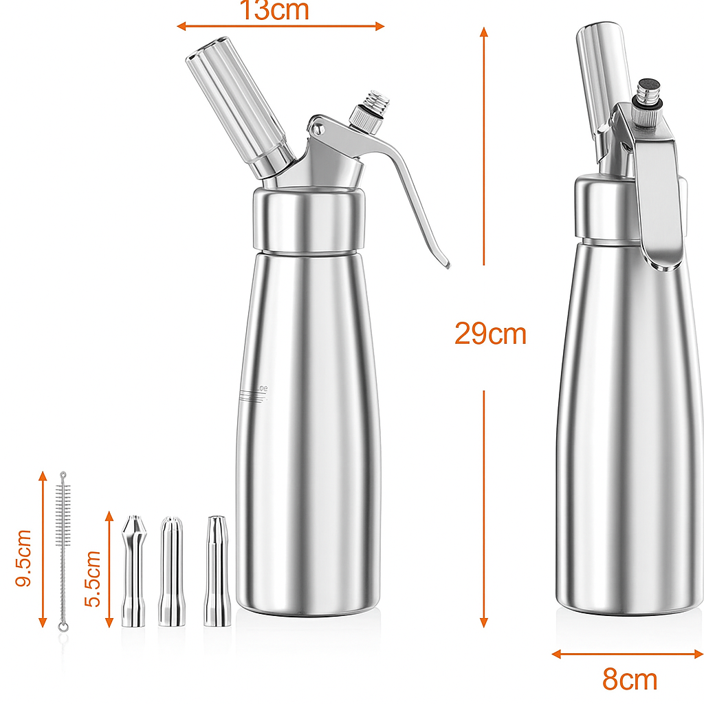 AluWhipa – Siphon à Crème Professionnel en Aluminium 500 ml