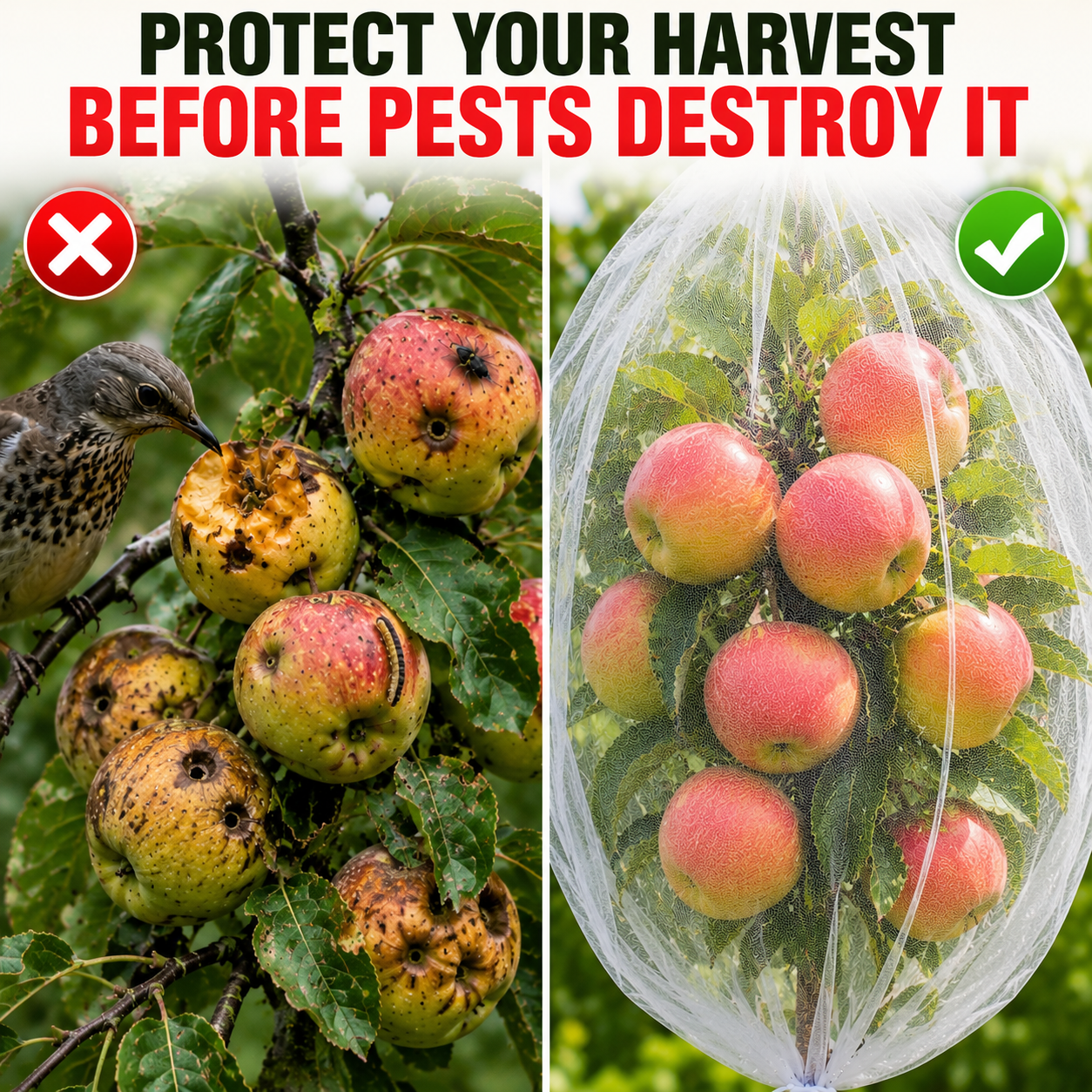CROPSHIELD – Sacs en maille pour arbres fruitiers avec cordon de serrage