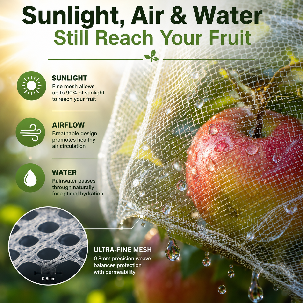 CROPSHIELD – Sacs en maille pour arbres fruitiers avec cordon de serrage