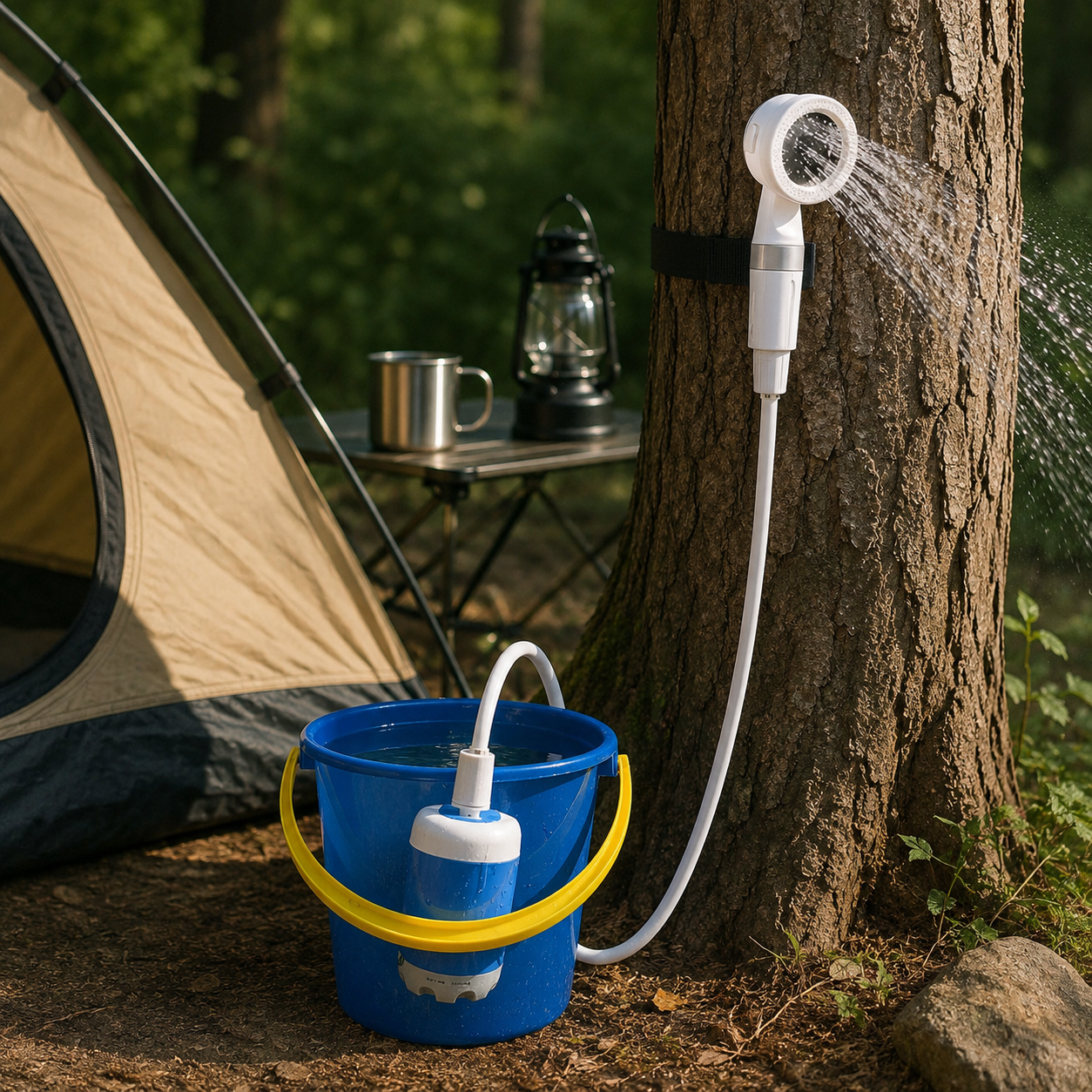 CAMPFLOW – Kit de Douche Extérieure pour Randonnée, Camping et Journées à la Plage