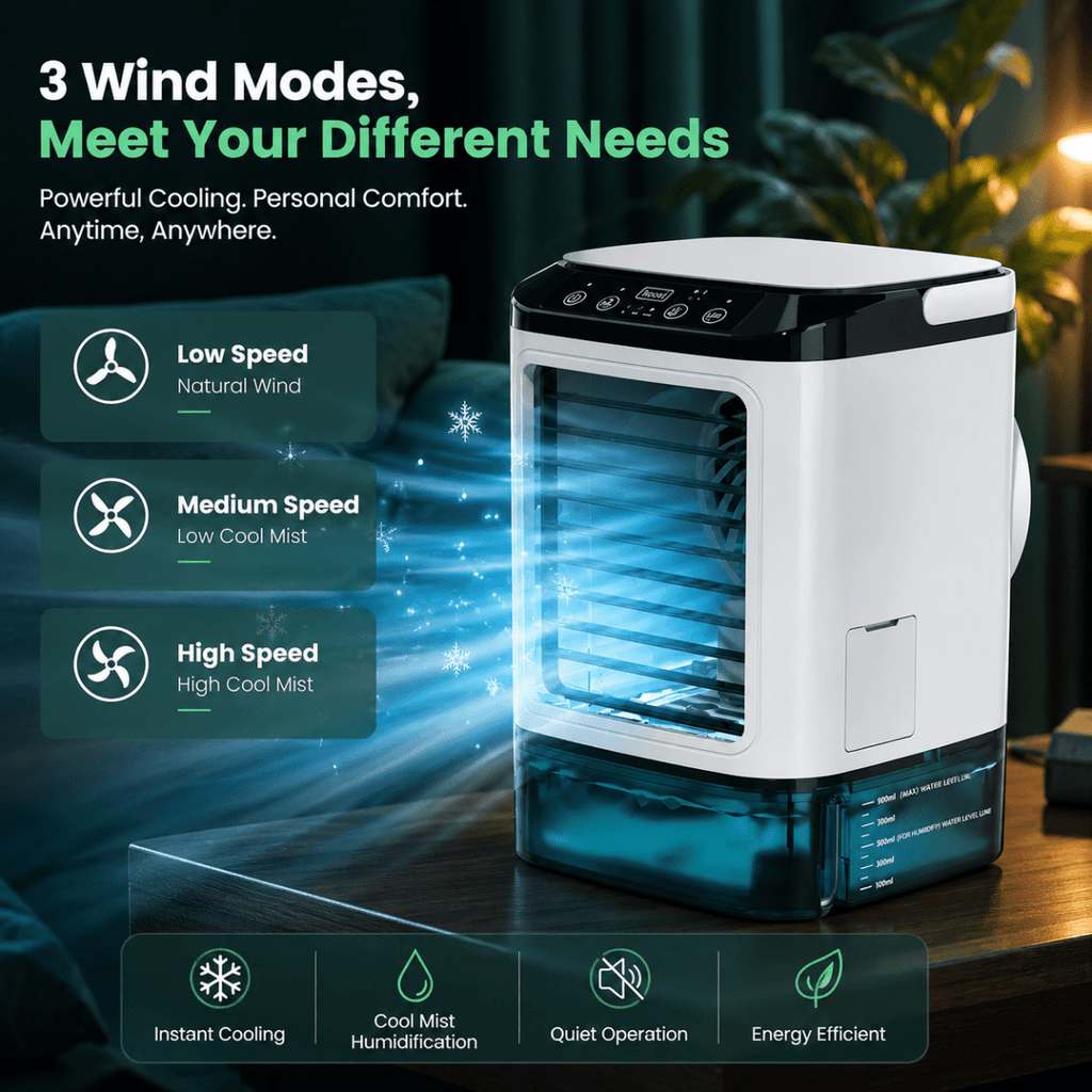 Ventilateur portable avec fonction brumisateur – spray rafraîchissant