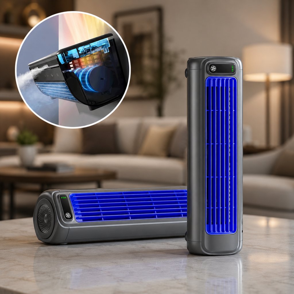COOLVORTEX – Ventilateur de Refroidissement Portable avec Circulation d'Air Ajustable