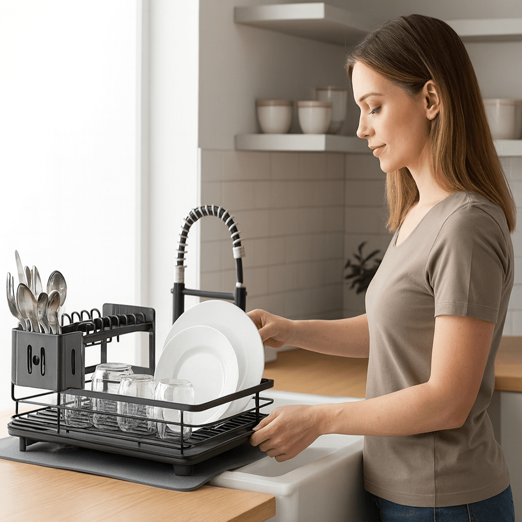 KITCHENFORM – Égouttoir pliable en acier inoxydable, design compact pour cuisines modernes