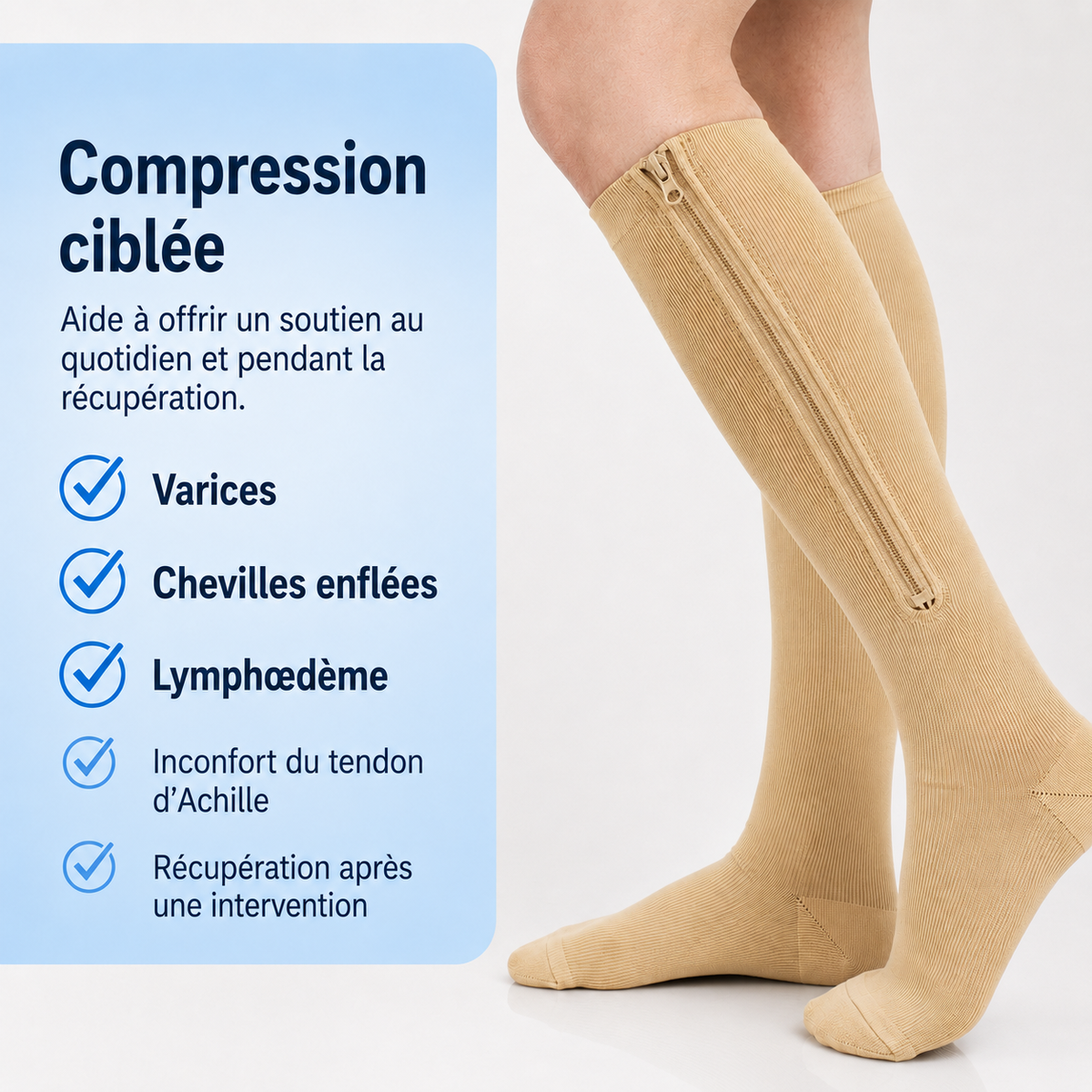 Chaussettes de Compression 2.0 Avec Fermeture Éclair | Confort Amélioré