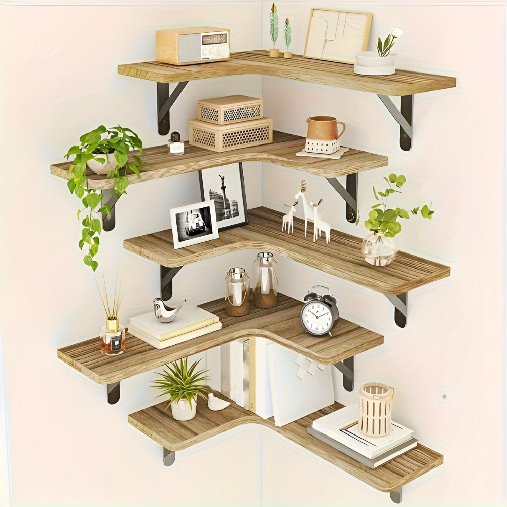 Ensemble d'étagères d'angle – étagère murale rustique 3/5 pièces style boho