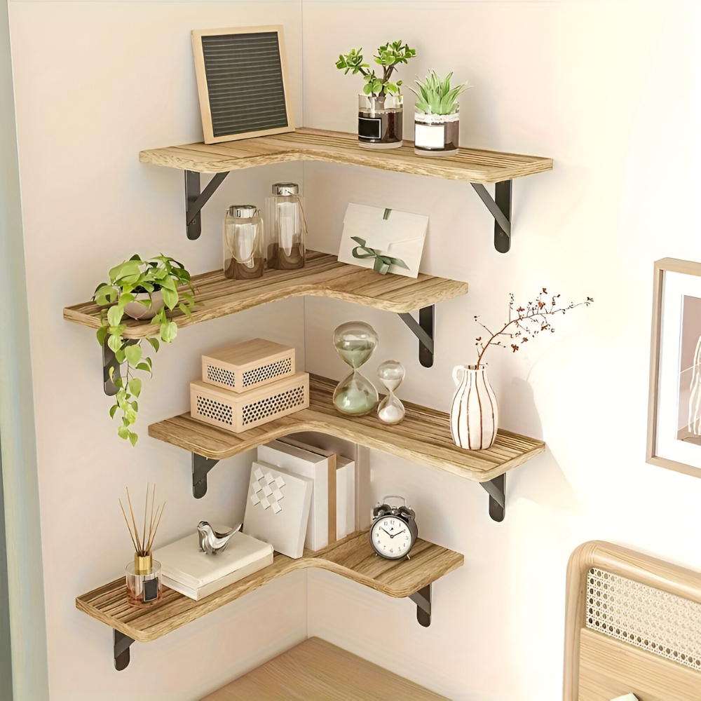 Ensemble d'étagères d'angle – étagère murale rustique 3/5 pièces style boho
