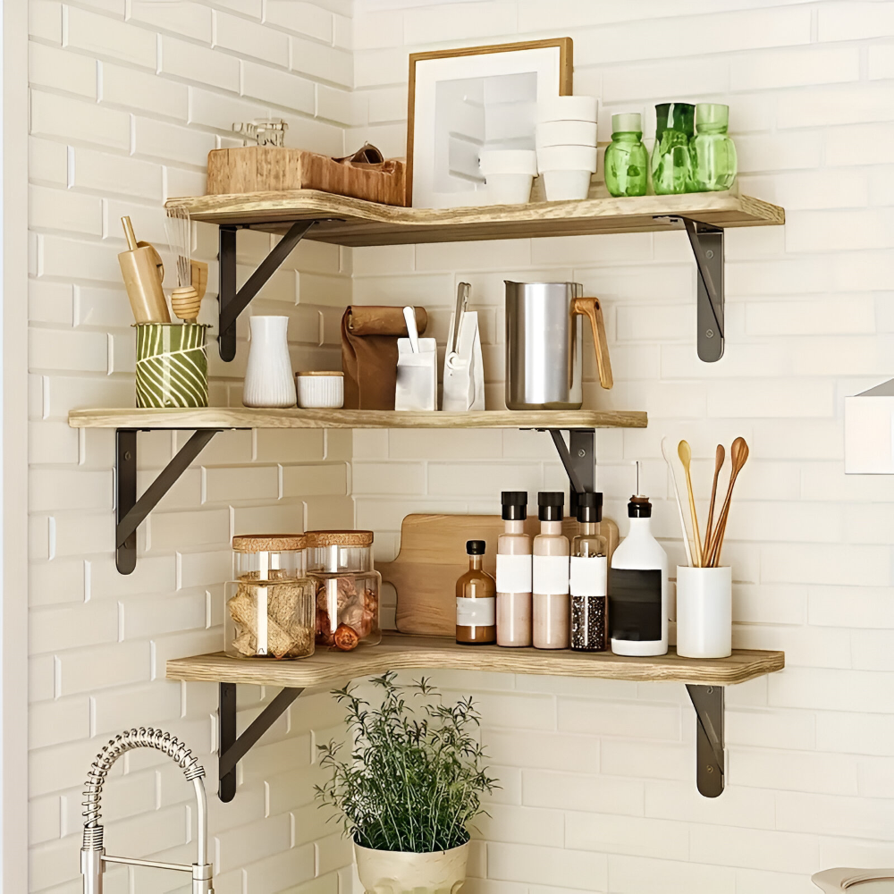 Ensemble d'étagères d'angle – étagère murale rustique 3/5 pièces style boho