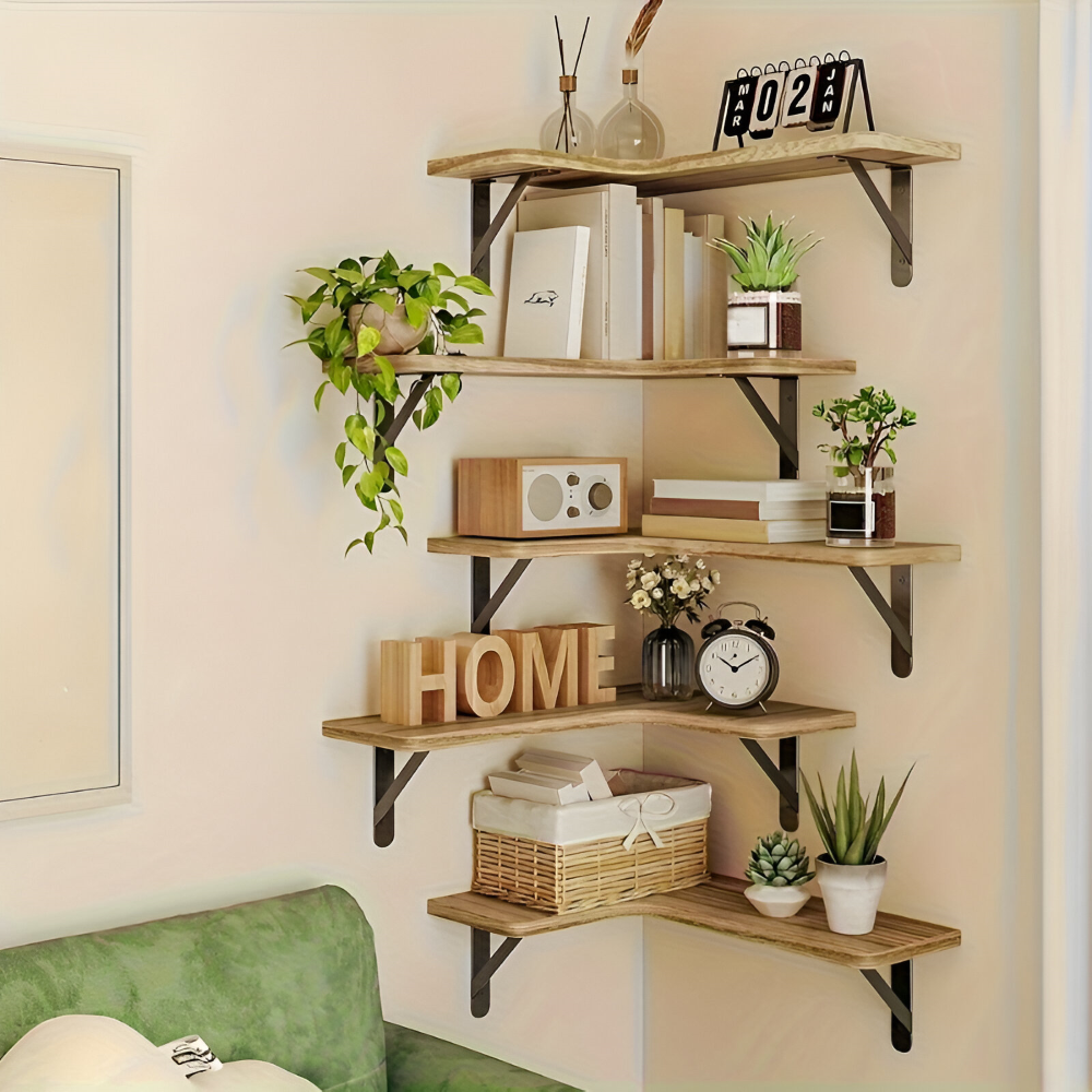 Ensemble d'étagères d'angle – étagère murale rustique 3/5 pièces style boho