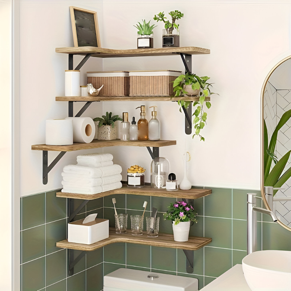 Ensemble d'étagères d'angle – étagère murale rustique 3/5 pièces style boho