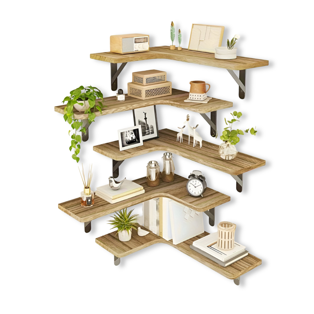 Ensemble d'étagères d'angle – étagère murale rustique 3/5 pièces style boho