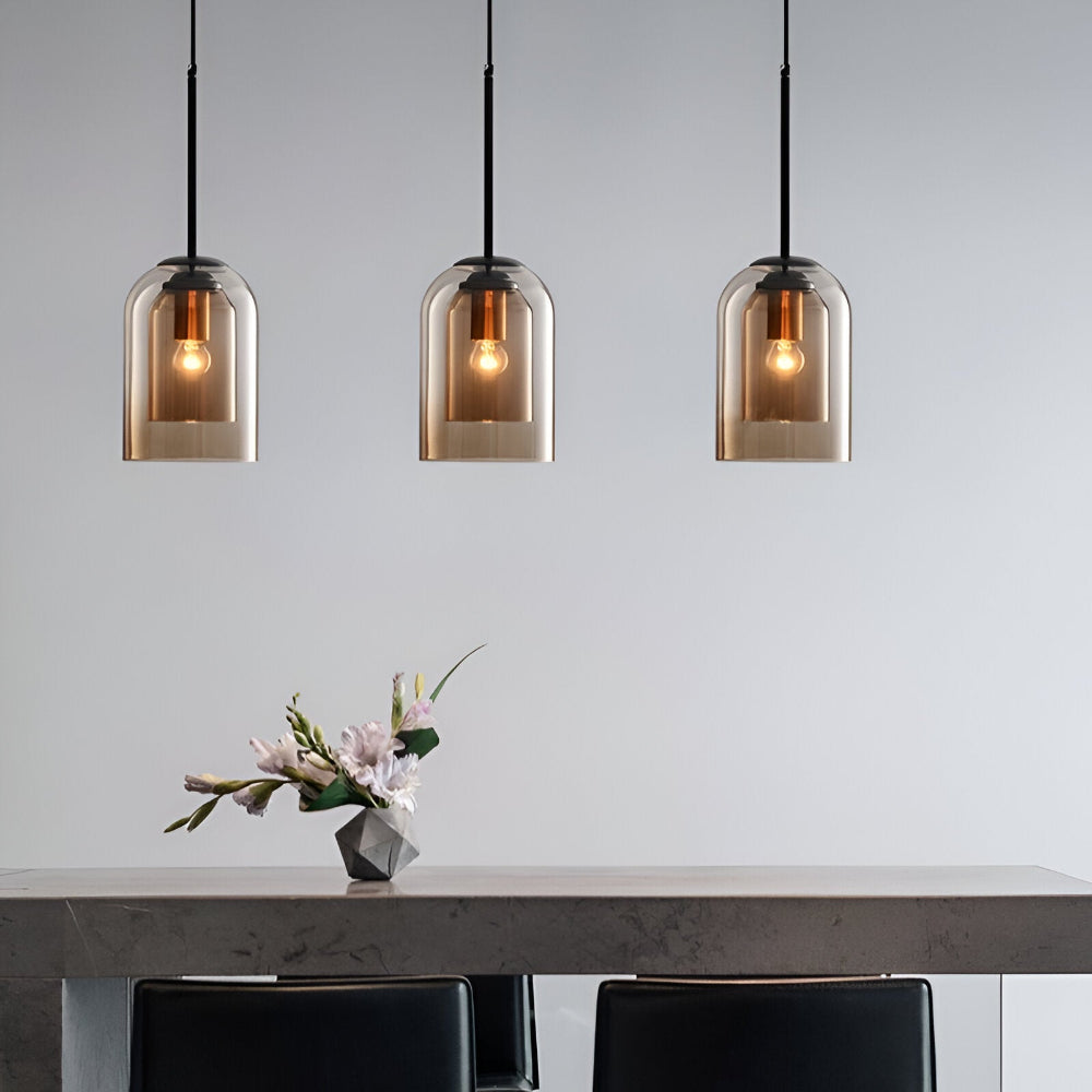 Suspension en Verre Double - Lampe Suspendue pour Décoration Contemporaine