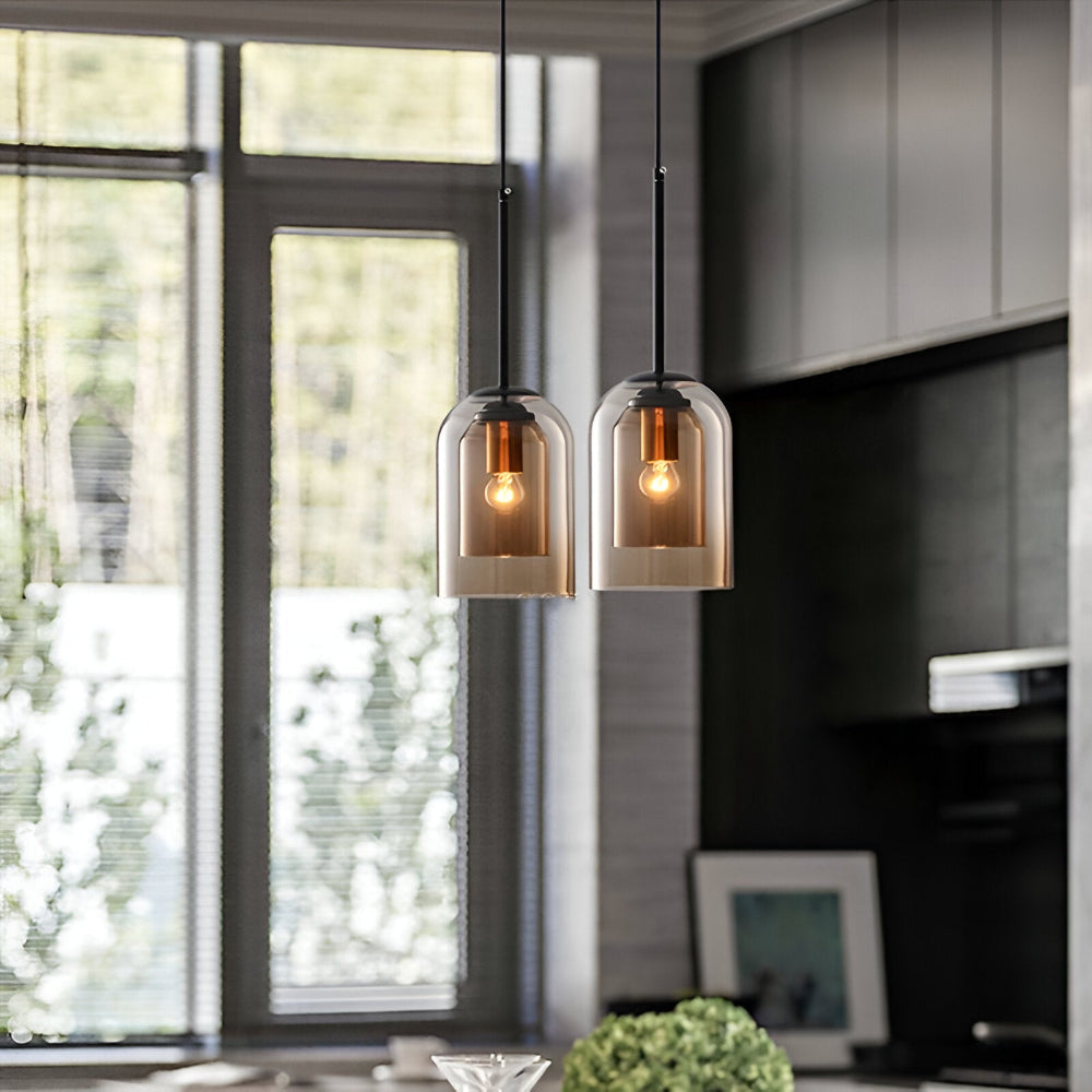 Suspension en Verre Double - Lampe Suspendue pour Décoration Contemporaine