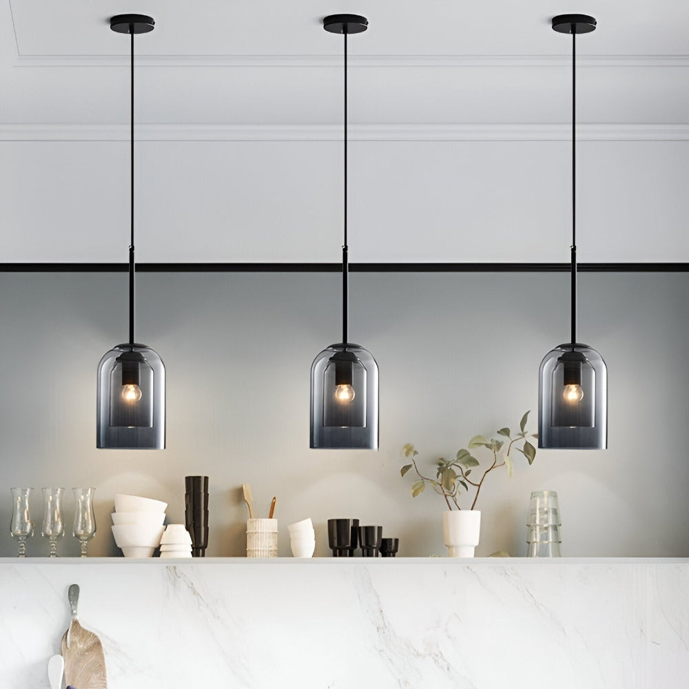 Suspension en Verre Double - Lampe Suspendue pour Décoration Contemporaine