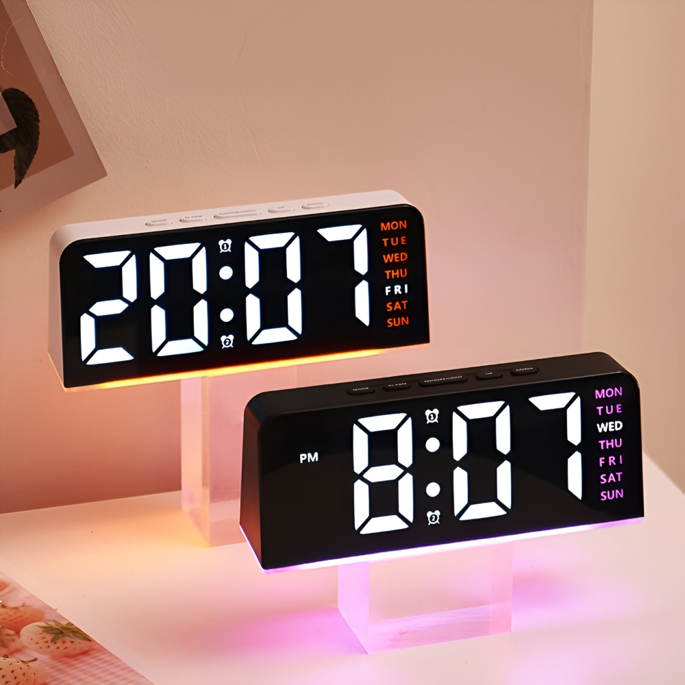 Réveil numérique LED au design moderne – silencieux et minimaliste