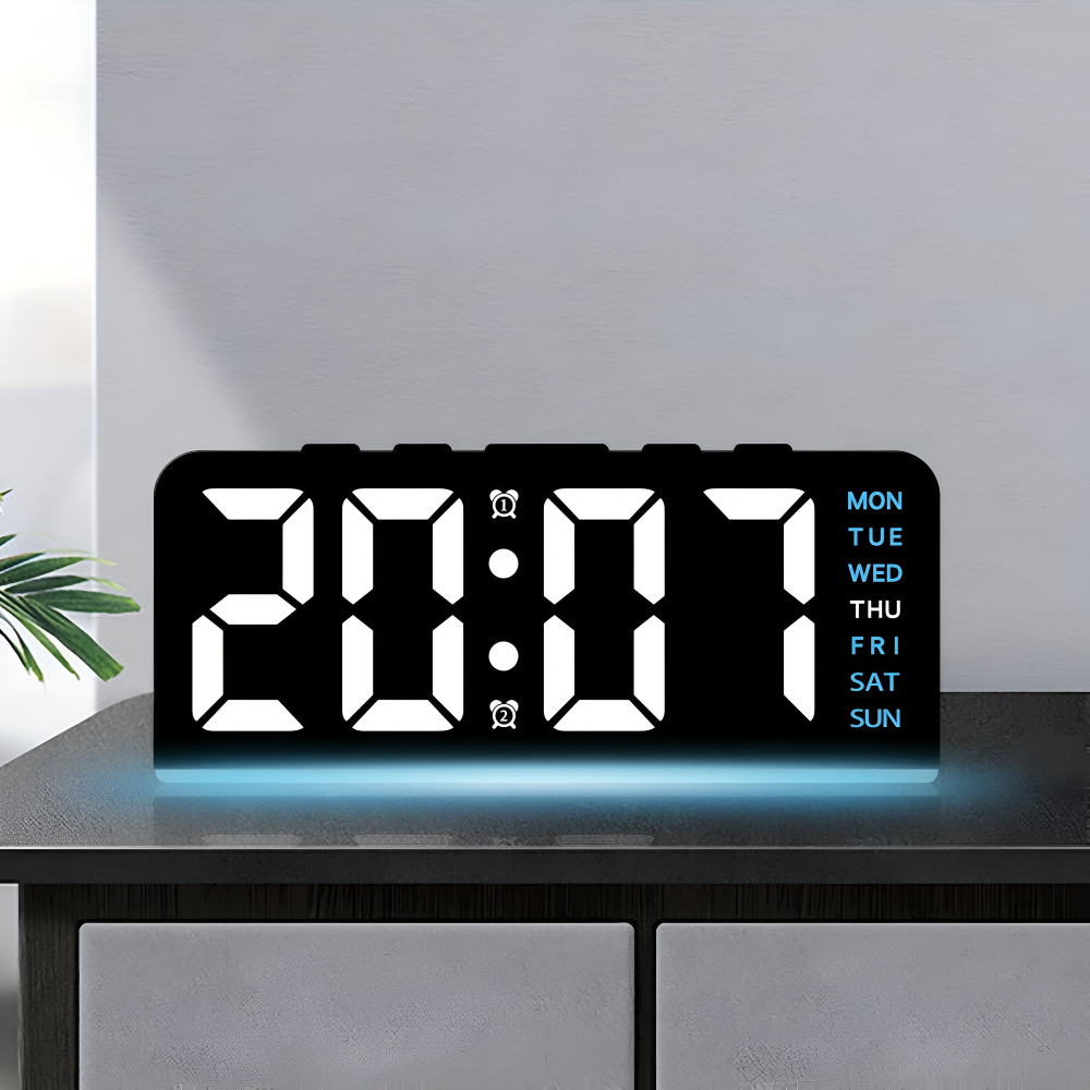 Réveil numérique LED au design moderne – silencieux et minimaliste
