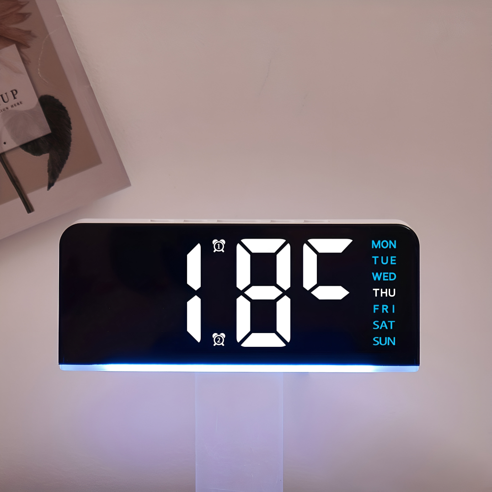 Réveil numérique LED au design moderne – silencieux et minimaliste