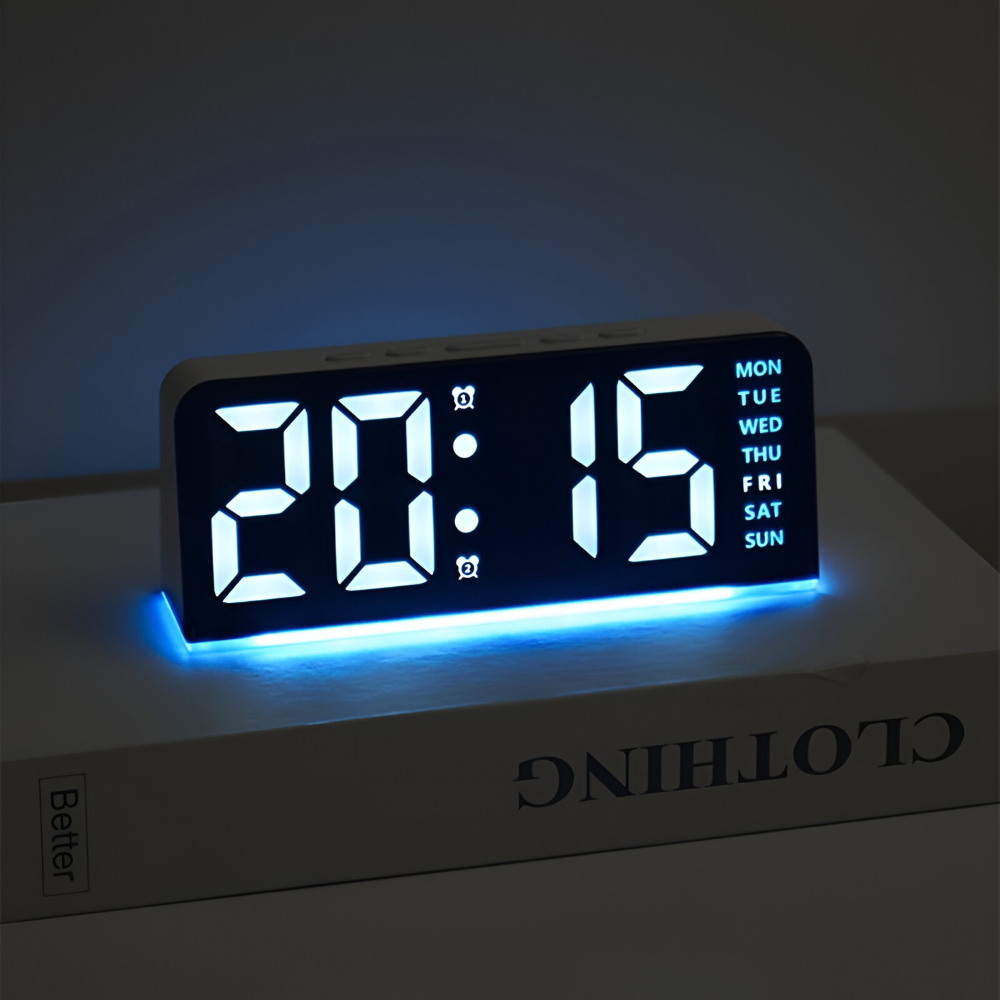 Réveil numérique LED au design moderne – silencieux et minimaliste